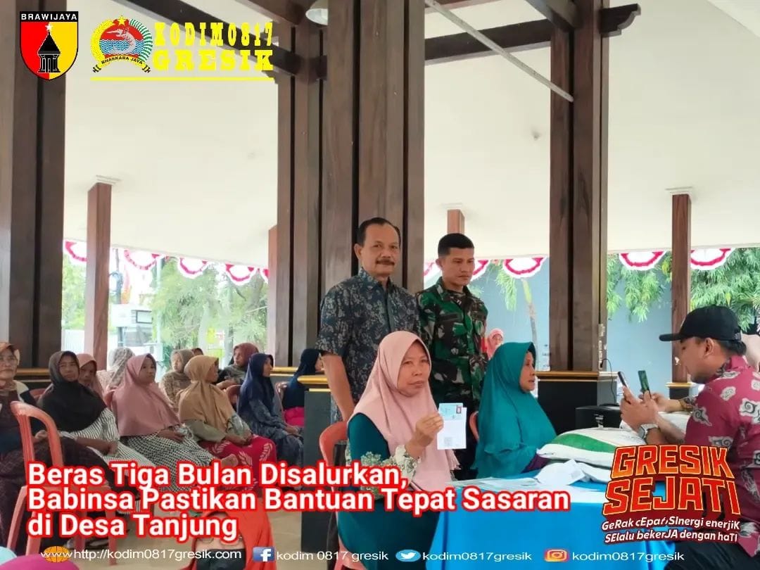 244 Warga Desa Tanjung Terima Bantuan Beras Tiga Bulan, Babinsa Pastikan Penyaluran Tertib